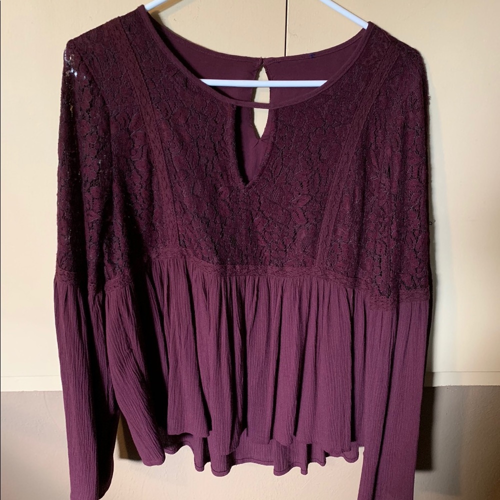 American Eagle Maroon lace blouse
